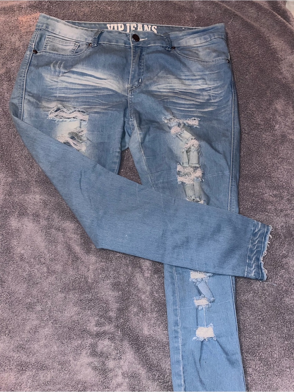 VIP Light Blue Ripped Skinny Jeans - Picture 2 of 5